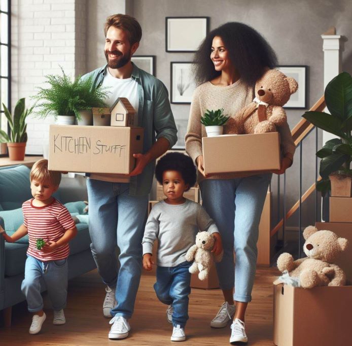 family moving in to new home